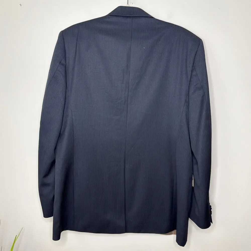 Banana Republic 42R Wool‎ Black Pinstripe Three-Button Single-Breasted Blazer